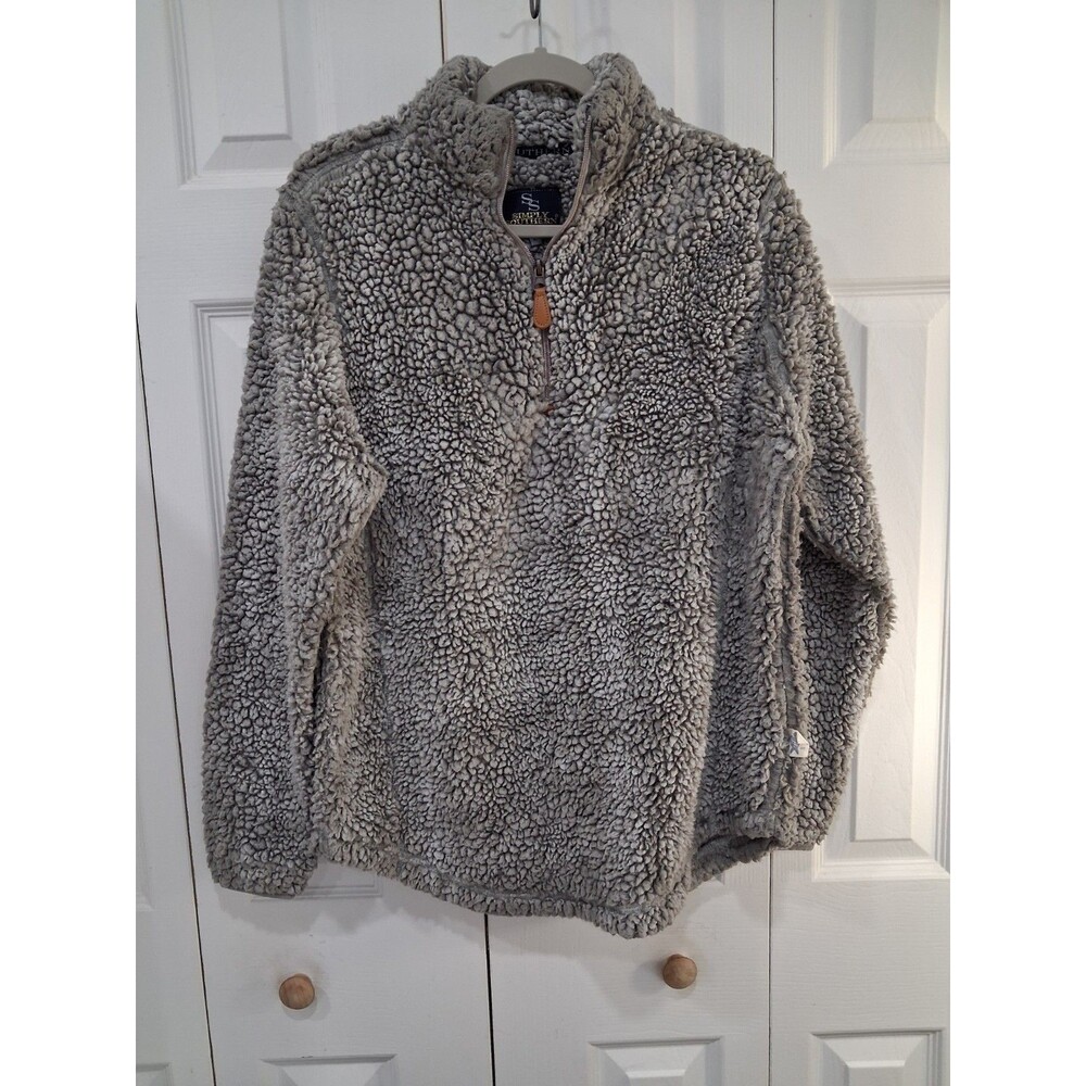Simply Southern Womens Size Large Soft Sherpa Pullover Gray Casual Outdoors